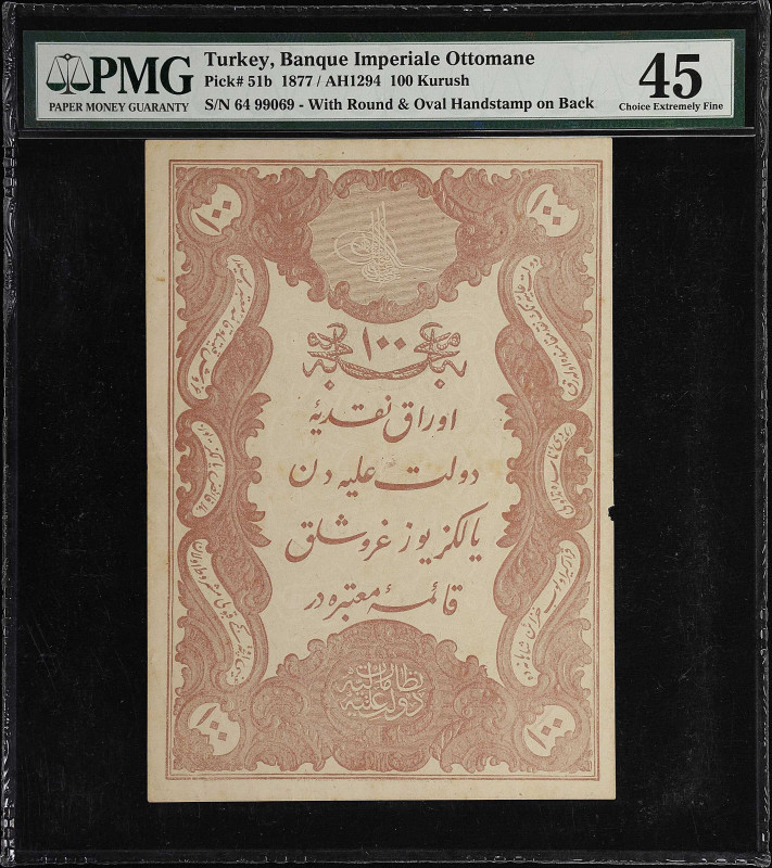 TURKEY. Banque Imperiale Ottomane. 100 Kurush, 1877. P-51b. AH1294. PMG Choice E...