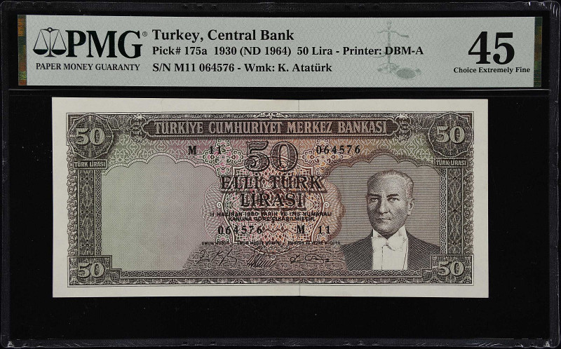 TURKEY. Turkiye Cumhuriyet Merkez Bankasi. 50 Turk Lirasi, 1930 (ND 1964). P-175...