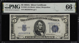 UNITED STATES. Fr. 1651. 1934A 5 Dollar Silver Certificate. PMG Gem Uncirculated 66 EPQ.

Estimate: $75.00- $125.00