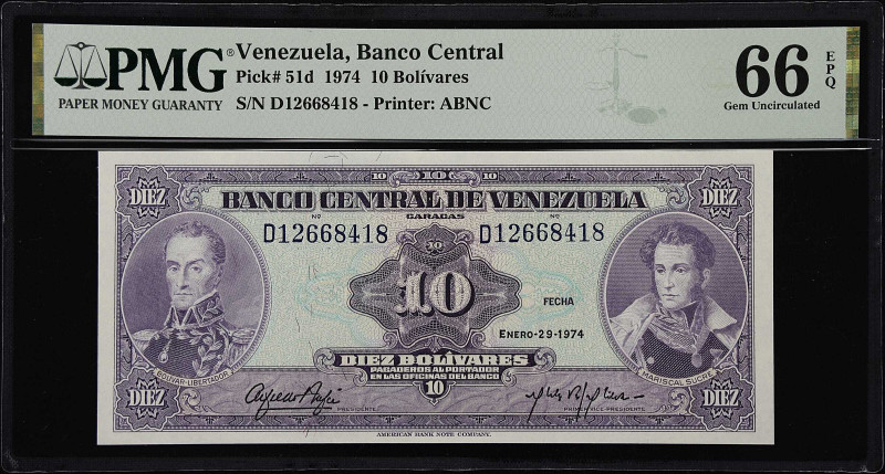 VENEZUELA. Lot of (3). Banco Central de Venezuela. 10 Bolivares, 1974. P-51d. PM...