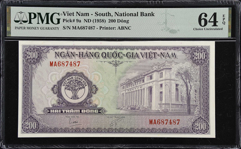 VIETNAM, SOUTH. Ngan Hang Quoc Gia Viet Nam. 200 Dong, ND (1958). P-9a. PMG Choi...