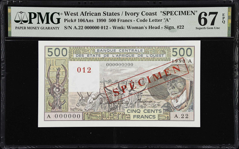 WEST AFRICAN STATES. Lot of (6). Banque Centrale des Etats de l'Afrique de l'Oue...