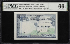 MIXED LOTS. Lot of (3). Mixed Banks. 1 Piastre, 20 Dinars & 50 Leke, 1954-2002. P-45s1, 67a & 105. PMG Gem Uncirculated 65 EPQ to Gem Uncirculated 66 ...
