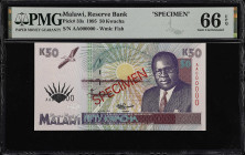 MIXED LOTS. Reserve Bank of Malawi & Bank of Zambia. Mixed Denominations, ND (1969-95). P-9bs, 16s, 26ds, 29s, 30s, 33s, 35s & 36as. Specimens. PMG Ch...