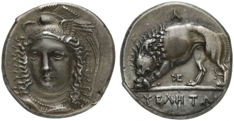 Lucania, Velia, Didrachm signed by Kleudoros, ca. 334-300 BC; AR (g 7,52; mm 19;...