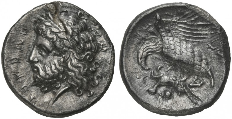 Bruttium, Lokroi Epizephyrioi, Nomos, ca. 400-350 BC; AR (g 7,20; mm 21; h 9); Λ...