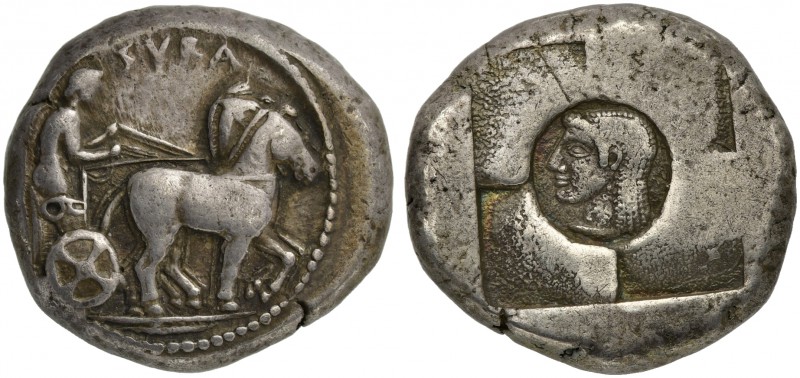 Sicily, Syracuse, Tetradrachm under the First Democracy, ca. 530-510 BC; AR (g 1...