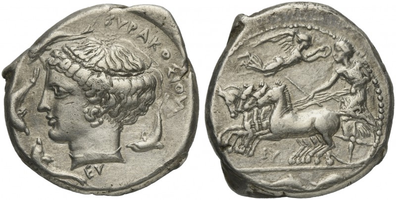 Sicily, Syracuse, Tetradrachm under the Second Democracy, signed by Eumenes and ...