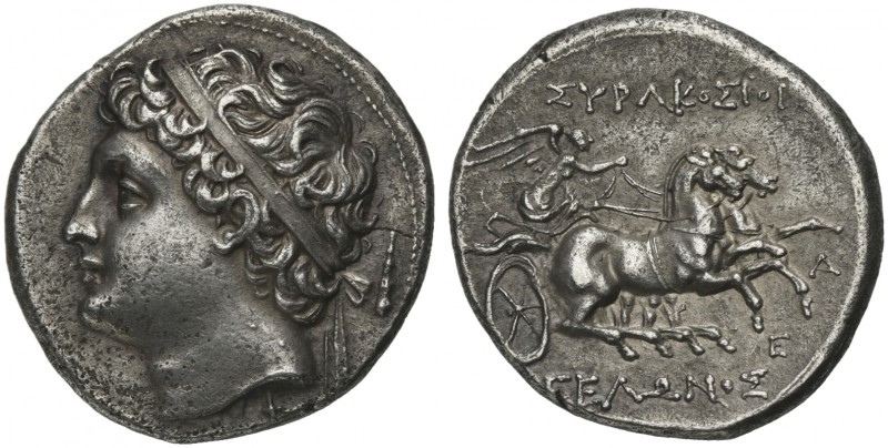 Sicily, Syracuse, 8 Litrai under tyrant Gelon II, ca. 218-214 BC; AR (g 7,00; mm...