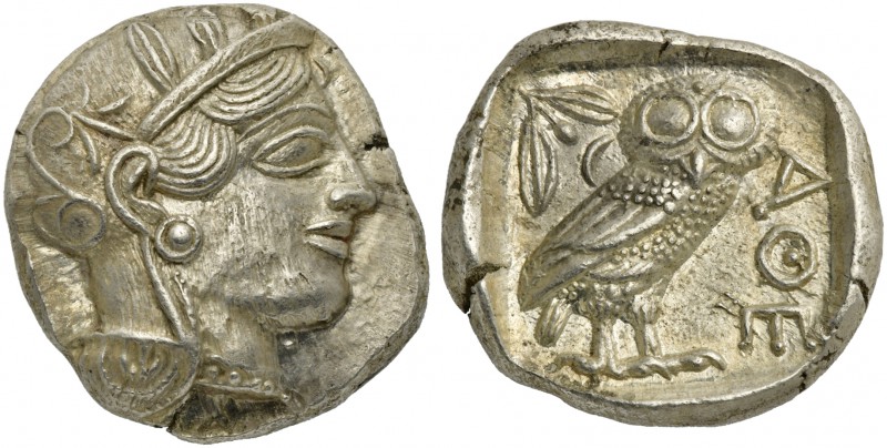 Attica, Athens, Tetradrachm, after 449 BC; AR (g 17,23; mm 25; h 9); Head of Ath...