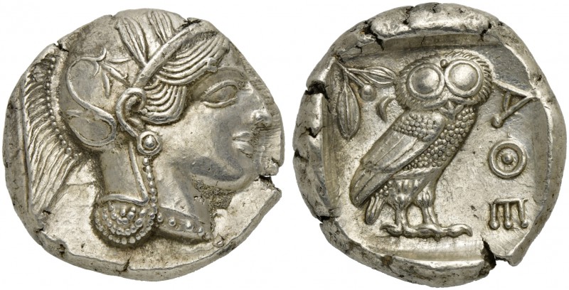 Attica, Athens, Tetradrachm, after 449 BC; AR (g 17,21; mm 25; h 3); Head of Ath...