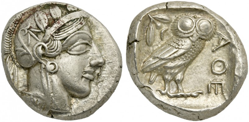 Attica, Athens, Tetradrachm, after 449 BC; AR (g 17,24; mm 24; h 3); Head of Ath...