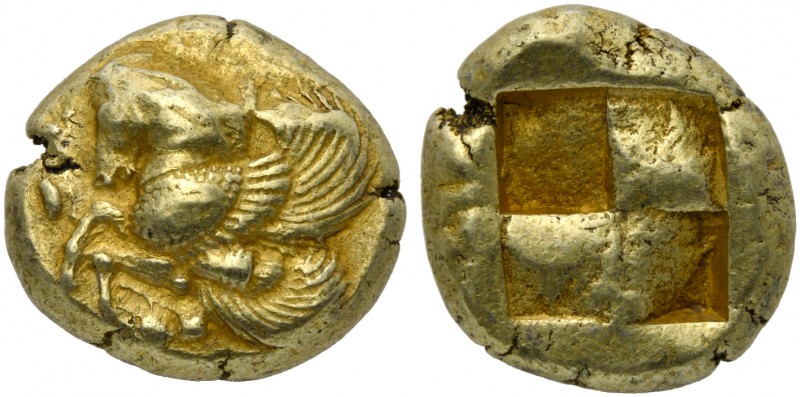 Mysia, Lampsakos, Stater, ca. 500-450 BC; EL (g 15,28; mm 20; h /); Forepart of ...