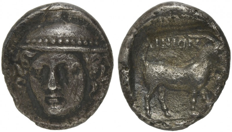 Thrace, Ainos, Tetrobol, ca. 412-365 BC.; AR (g 2,44; mm 13; h 12); Head of Herm...