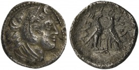 Kings of Macedon, Amphipolis, Diobol in the name of Alexander III, ca. 336-323 BC; AR (g 1,30: mm 11; h 12); Head of Heracles r., wearing lion’s skin,...