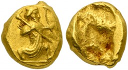 Achaemenid kings of Persia, Daric under Artaxerses II or Artaxerses III, ca. 400-350 BC; AV (g 8,39; mm 15; h -); King of Persia, crowned, running r.,...