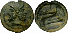 Anonymous, Cast As, Rome, ca. 225-217 BC; AE (g 273; mm 66; h 12); Laureate head of Janus; below, mark of value set horizontally, Rv. Prow r.; above, ...