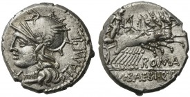 M. Baebius Q.f. Tampilus, Denarius, Rome, 137 BC; AR (g 3,92; mm 18; h 2); Helmeted head of Roma l.; behind, TAMPIL; before, X, Rv. Apollo in quadriga...