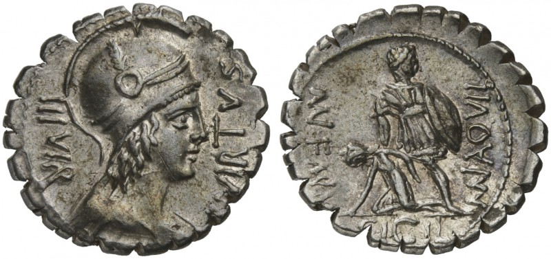 Mn. Aquillius Mn.f. Mn.n., Denarius serratus, Rome, 71 BC; AR (g 3,93; mm 20; h ...
