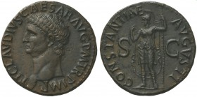 Claudius (41-54), As, Rome, ca. AD 41-50; AE (g 10,89; mm 28; h 6); TI CLAVDIVS CAESAR AVG P M TR P IMP, bare head l., Rv. CONSTANTIAE - AVGVSTI, Cons...