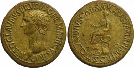 Drusus Maior, Sestertius struck under Claudius, Rome, AD 41-54; AE (g 29,50; mm 36; h 5); NERO CLAVDIVS DRVSVS GERMANICVS IMP, bare head l., Rv. TI CL...