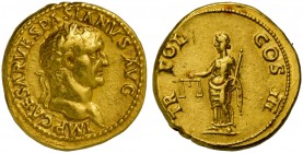 Vespasian (69-79), Aureus, Lugdunum, AD 71; AV (g 7,46; mm 19; h 6); IMP CAESAR VESPASIANVS AVG, head laureate r., Rv. TR - POT - COS - III, Aequitas ...