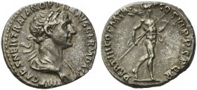 Trajan (98-117), Denarius, Rome, AD 114-117; AR (g 3,59; mm 18; h 6); IMP CAES NER TRAIAN OPTIM AVG GERM DAC, laureate and draped bust r., Rv. PARTHIC...