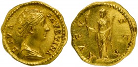 Diva Faustina Maior, Aureus struck under Antoninus Pius, Rome, after AD 141; AV (g 7,59; mm 18; h 6); DIVA - FAVSTINA, draped bust.r., hair coiled on ...