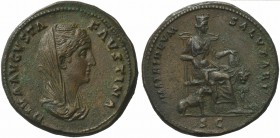 Diva Faustina Maior, Sestertius struck under Antoninus Pius, Rome, after AD 141; AE (g 30,58; mm 33; h 12); DIVA AVGVSTA - FAVSTINA, draped bust r., h...