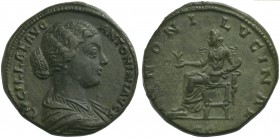 Lucilla, Sestertius struck under Marcus Aurelius, Rome, AD 164-168; AE (g 25,67; mm 30; h 12); LVCILLAE AVG - ANTONINI AVG F, draped bust r., Rv. IVNO...