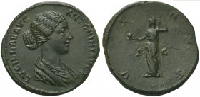 Lucilla, Sestertius struck under Marcus Aurelius, Rome, AD 164-168; AE (g 22,11; mm 32; h 5); LVCILLAE AVG - ANTONINI AVG F, draped bust r., Rv. V - E...