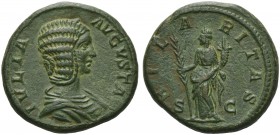 Julia Domna, As struck under Septimius Severus, Rome, AD 196-211; AE (g 11,63; mm 24; h 11); IVLIA - AVGVSTA, draped bust r., Rv. HIL - A - RITAS, Hil...