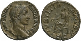 Severus Alexander (222-235), Sestertius, Rome, AD 222-231; AE (g 19,42; mm 29; h 12); IMP SEV ALE - XANDER AVG, laureate head r., drapery on l. should...