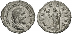Pupienus (238), Denarius, Rome, April - June AD 238; AR (g 2,57; mm 21; h 6); IMP C M CLOD PVPIENVS AVG, laureate, draped and cuirassed bust r., Rv. P...