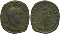 Balbinus (238), Sestertius, Rome, April - June AD 238; AE (g 20,68; mm 31; h 12); IMP CAES D CAEL BALBINVS AVG, laureate, draped and cuirassed bust r....