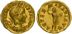 Gordian III (238-244), Aureus, Rome, AD 241-243; AV (g 5,05; mm 19; h 6); IMP GORDIANVS PIVS FEL AVG, laureate, draped and cuirassed bust r., Rv. AETE...