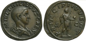 Philip II, as Caesar, Sestertius struck under Philip I, Rome, AD 244-245; AE (g 21,74; mm 31; h 12); M IVL PHILIPPVS CAES, draped bust r., Rv. PRINCIP...