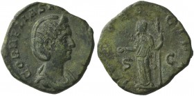 Salonina, Sestertius struck under Gallienus, Rome, AD 255-256.; AE (g 15,57; mm 27; h 6); CORNELIA SAL - ONINA AVG, diademed and draped bust, Rv. IVNO...