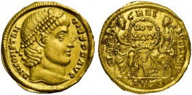 Constantius II (337-361), Solidus, Antioch, AD 355-361; AV (g 4,46; mm 21; h 6); CONSTAN - TIVS P F AVG, diademed head r., Rv. GLORIA - REI - PVBLICAE...