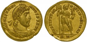 Valentinian I (364-375), Solidus, Rome, AD 364-367; AV (g 4,49; mm 20; h 12); D N VALENTINI - ANVS P F AVG, diademed, draped and cuirassed bust r., Rv...