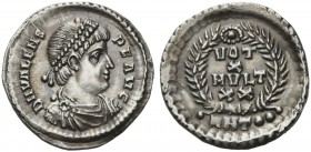 Valens (364-378), Siliqua, Antioch, AD 367-375; AR (g 2,15; mm 19; h 5); D N VALENS - P F AVG, diademed, draped and cuirassed bust r., Rv. VOT / X / M...