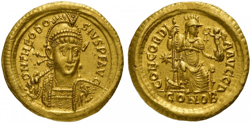 Theodosius II (408-450), Solidus, Constantinopolis, AD 408-430; AV (g 4,46; mm 2...