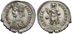 Theodosius II (408-450), Light Miliarense, Constantinopolis, AD 408-419; AV (g 4,38; mm 24; h 11); D N THEODO - SIVS P F AVG, diademed, draped, and cu...