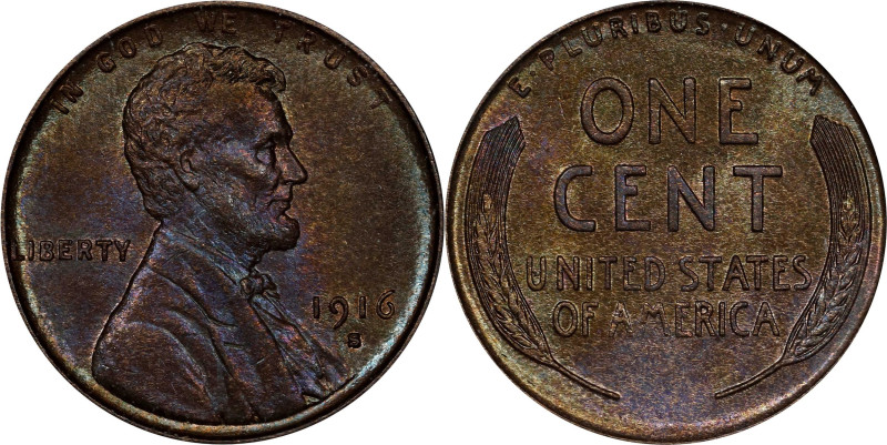 1916-S Lincoln Cent. MS-64 BN (PCGS). OGH Generation 3.1.
PCGS# 2492. NGC ID: 2...