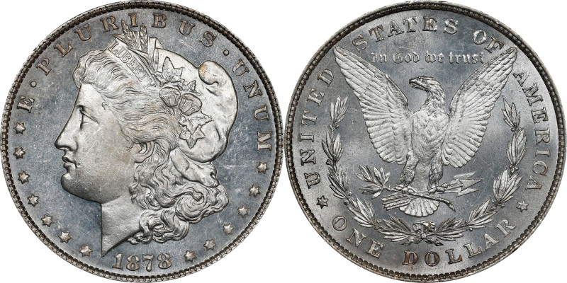 1878 Morgan Silver Dollar. 8 Tailfeathers. VAM-19. Doubled Date. MS-64 Obverse P...