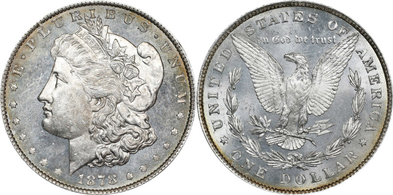 1878 Morgan Silver Dollar. 8 Tailfeathers. VAM-19. Doubled Date. MS-63 Obverse P...