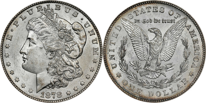 1878 Morgan Silver Dollar. 7 Tailfeathers. Reverse of 1878. VAM-187. Hot 50 Vari...