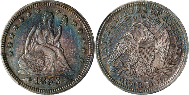 1853 Liberty Seated Quarter. Arrows and Rays. AU Details--Cleaned (PCGS).
PCGS#...