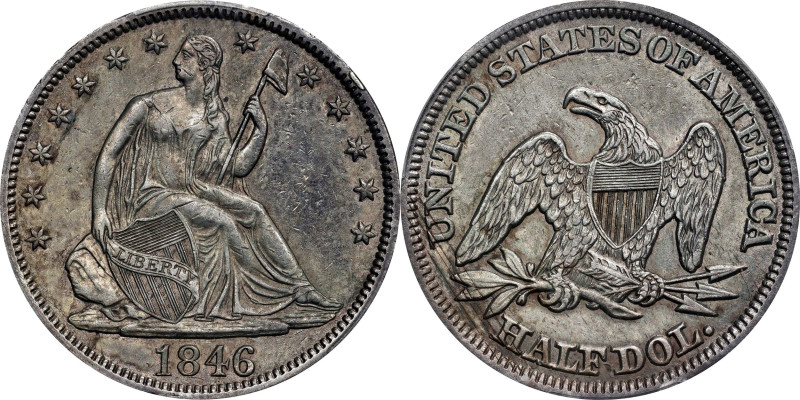 1846 Liberty Seated Half Dollar. Tall Date. AU Details--Cleaned (PCGS).
PCGS# 6...