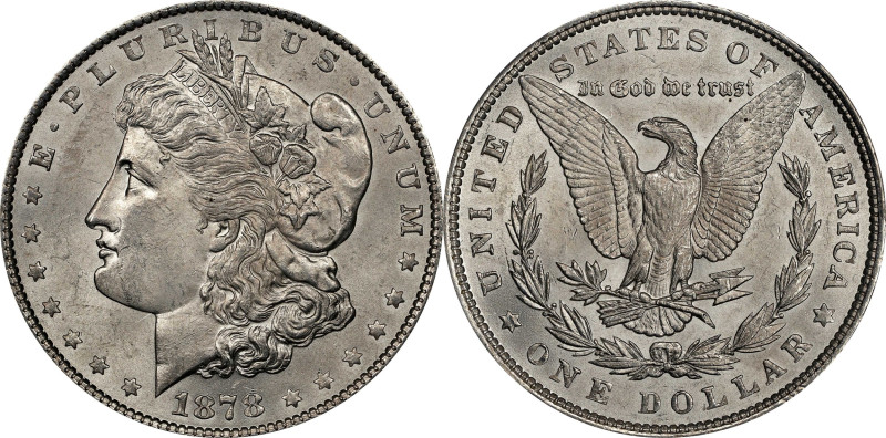 1878 Morgan Silver Dollar. 7 Tailfeathers. Reverse of 1879. MS-62 (PCGS).
PCGS#...